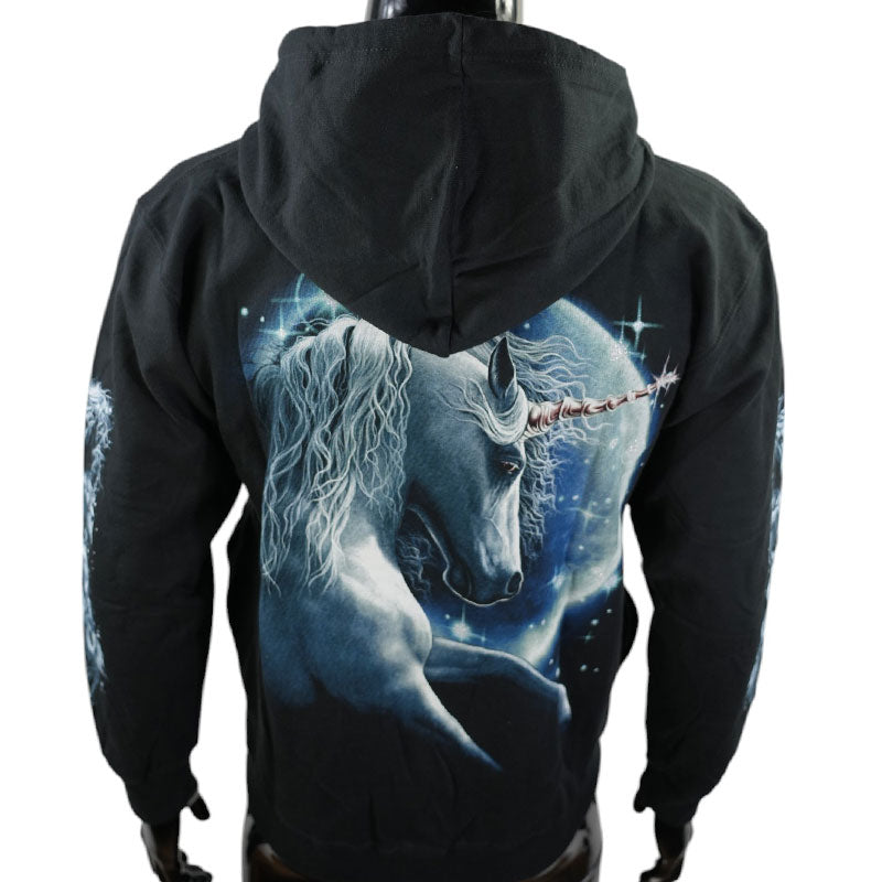 Einhorn Hoodie mit Mond und Sterne – Mystisches Fantasy-Motiv