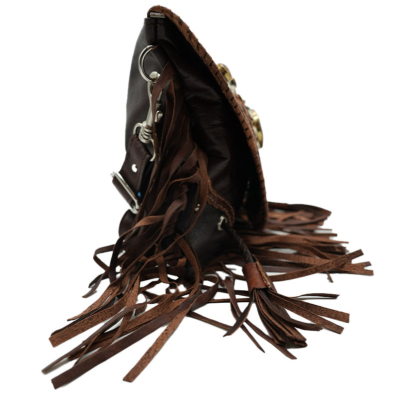 Ethno Schultertasche aus Leder mit Fransen