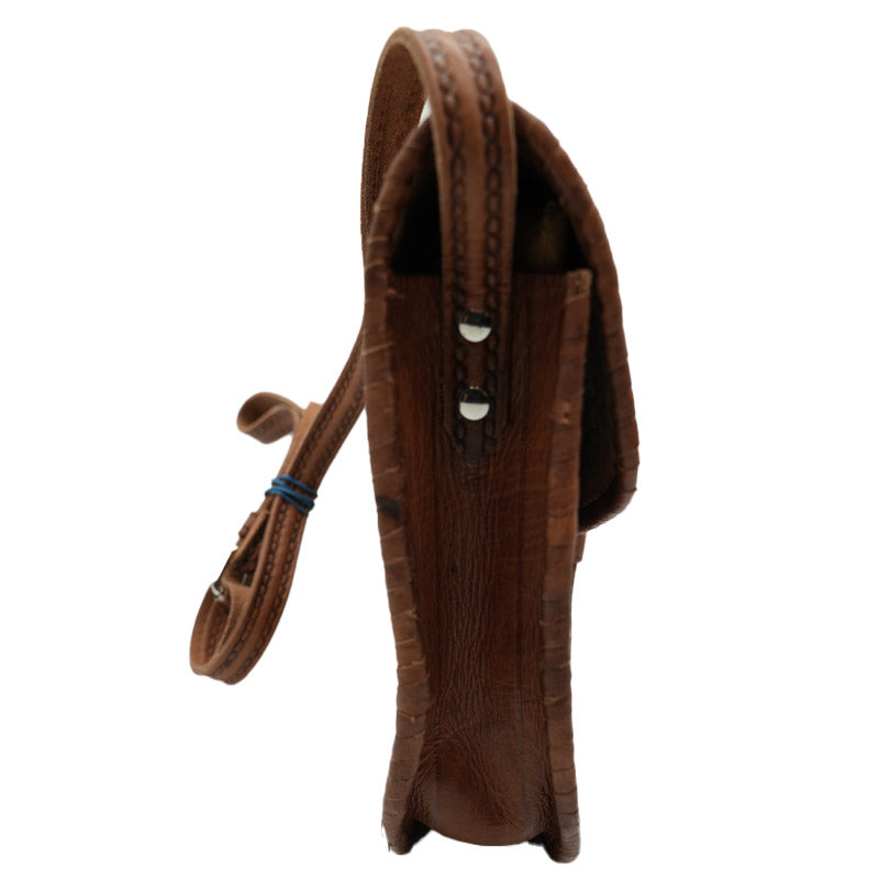 Handgeprägte Lederhandtasche mit Ethno-Muster & Nieten