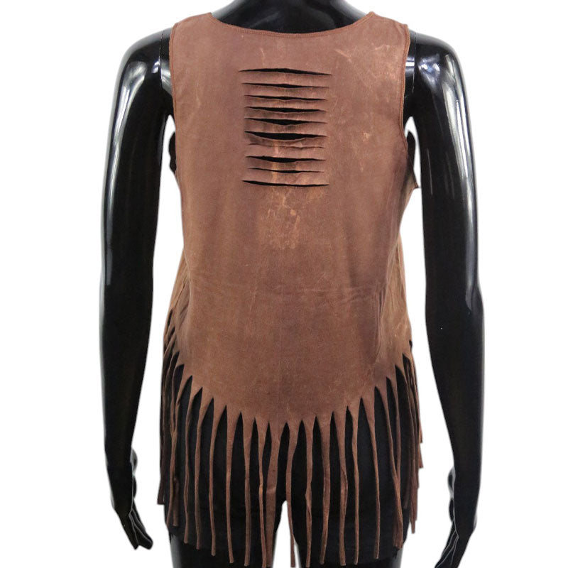 Boho Pferde-Top Braun – Fransen-Shirt mit Ornamentprint