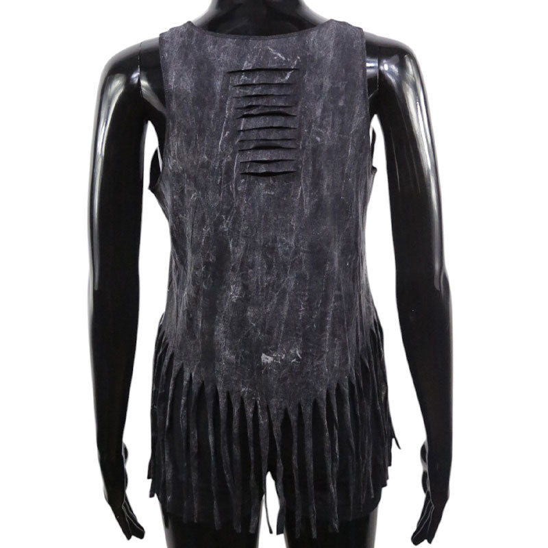 Fransen-Top Schwarz – Goldenes Pferdekopf-Design