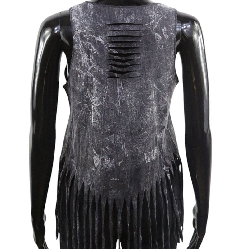 Boho Damen-Top – Schwarzgrau mit Wolf