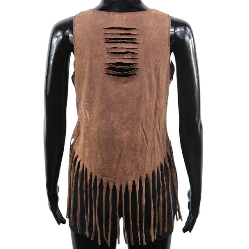 Fransen-Top Braun – Pferdekopf Tribal in Silber