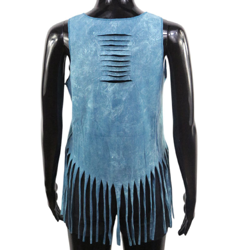 Fransen-Top mit Zebra-Print | Türkisblau | Unisex