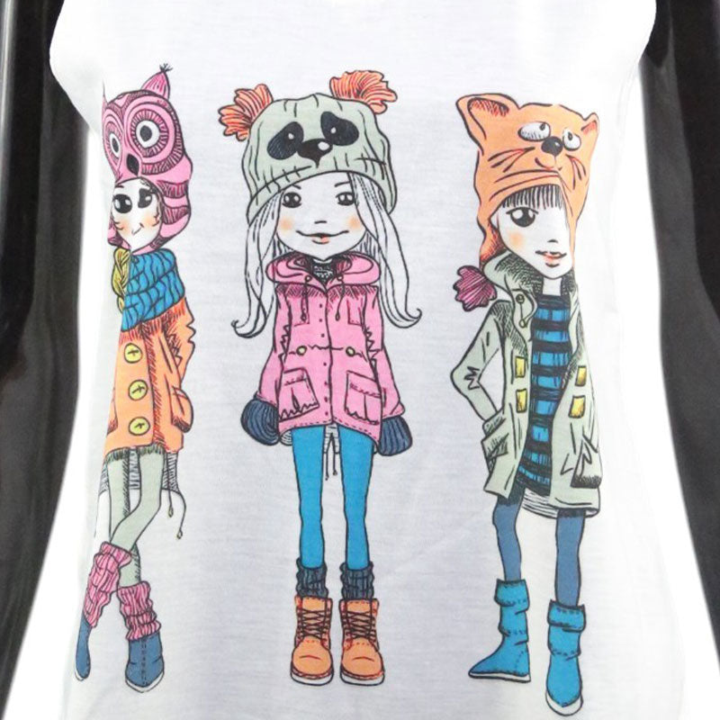 Mädchen Top Weiß – Comic-Style mit Winter Girls Print