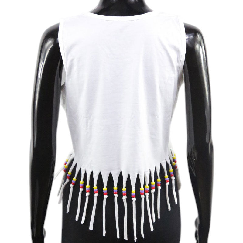 Boho Crop Top mit buntem Pferde-Print & Fransen – Festival Sommer Shirt