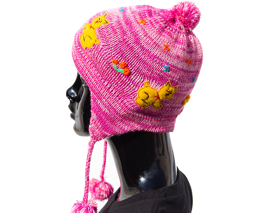 Kinder Mütze (Chullo) pink