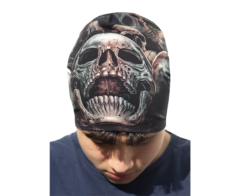 Skull Raven Beanie – Rockige Mütze für Biker & Metalheads