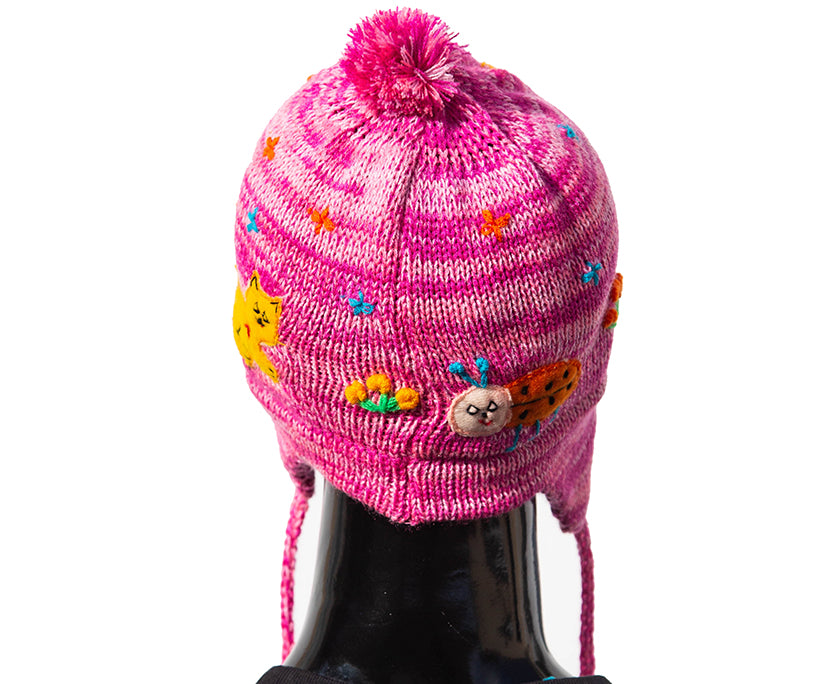 Kinder Mütze (Chullo) pink